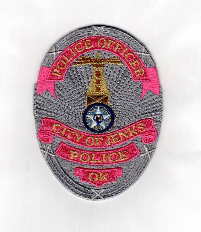 Jenks Police Department Pink Banner Badge patch